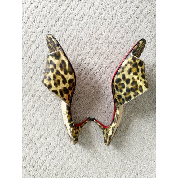 Christian Louboutin EAST MULE 55 Metallic Leopard Sandals Kitten Heel Shoes - Picture 3 of 14